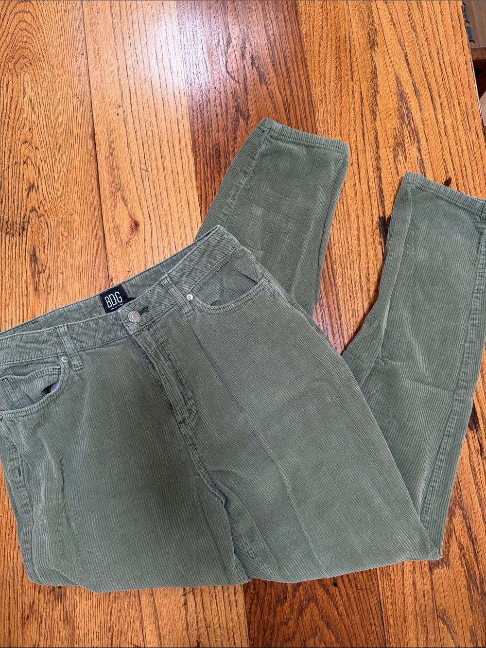 BDG Olive Corduroy Mom High-Rise Pants - Picture 1 of 2